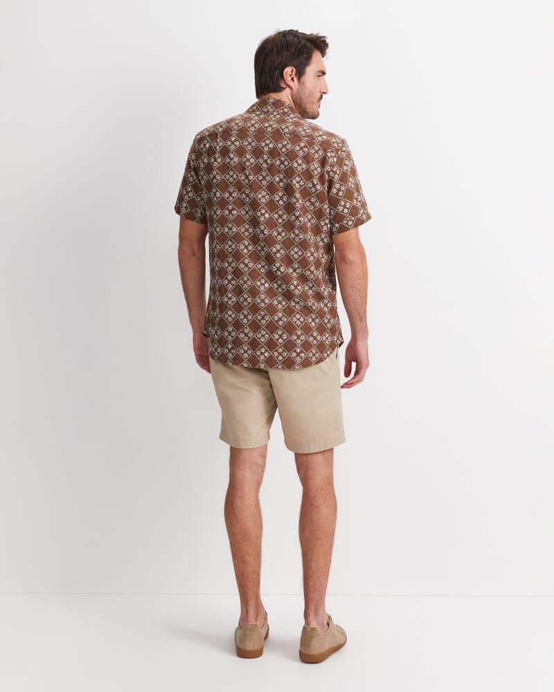 Howes Short Sleeve Print Shirt in BROWN