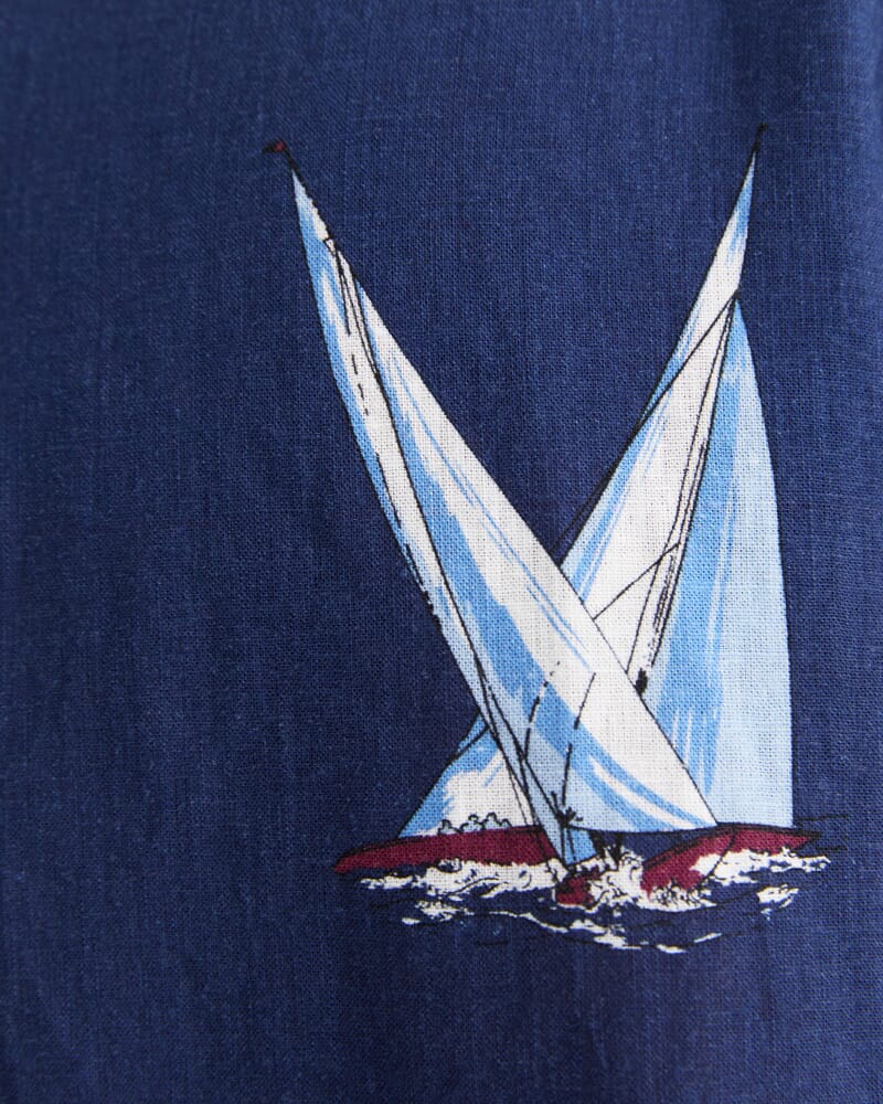 Sail Away Short Sleeve Cuban Shirt in NAVY