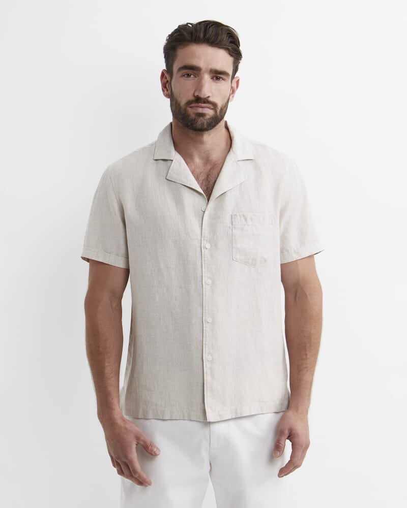 Short Sleeve Stanton Linen Shirt in NATURAL