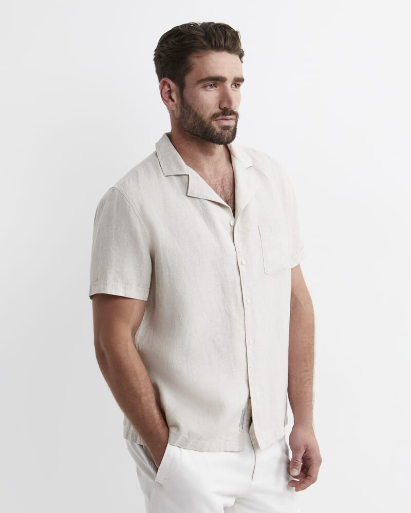 Short Sleeve Stanton Linen Shirt in NATURAL