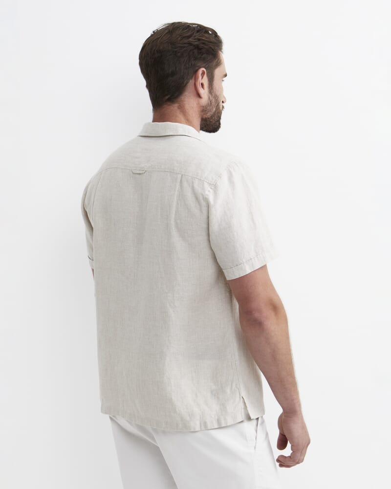 Short Sleeve Stanton Linen Shirt in NATURAL