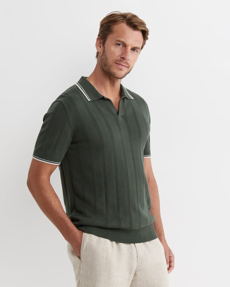 Braddon Knit Polo in FOREST