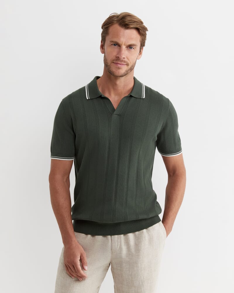 Braddon Knit Polo in FOREST