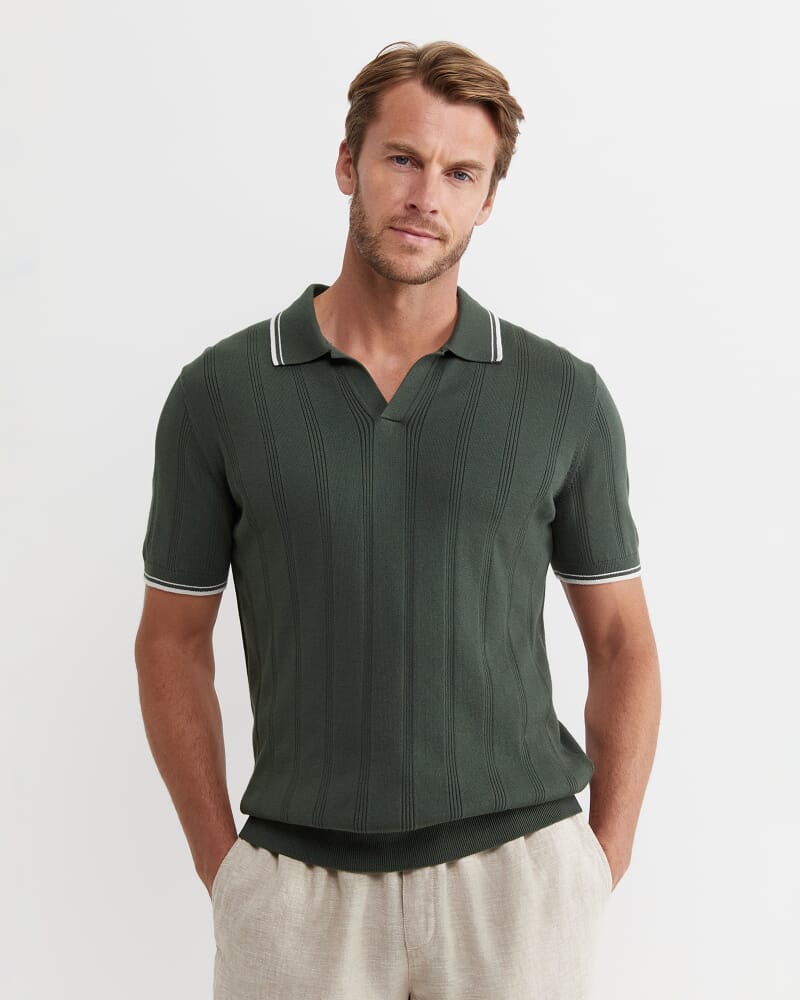 Braddon Knit Polo in FOREST