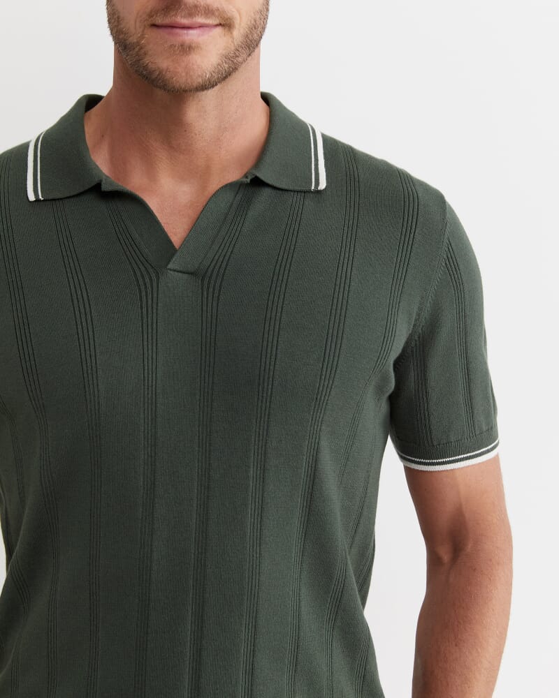 Braddon Knit Polo in FOREST