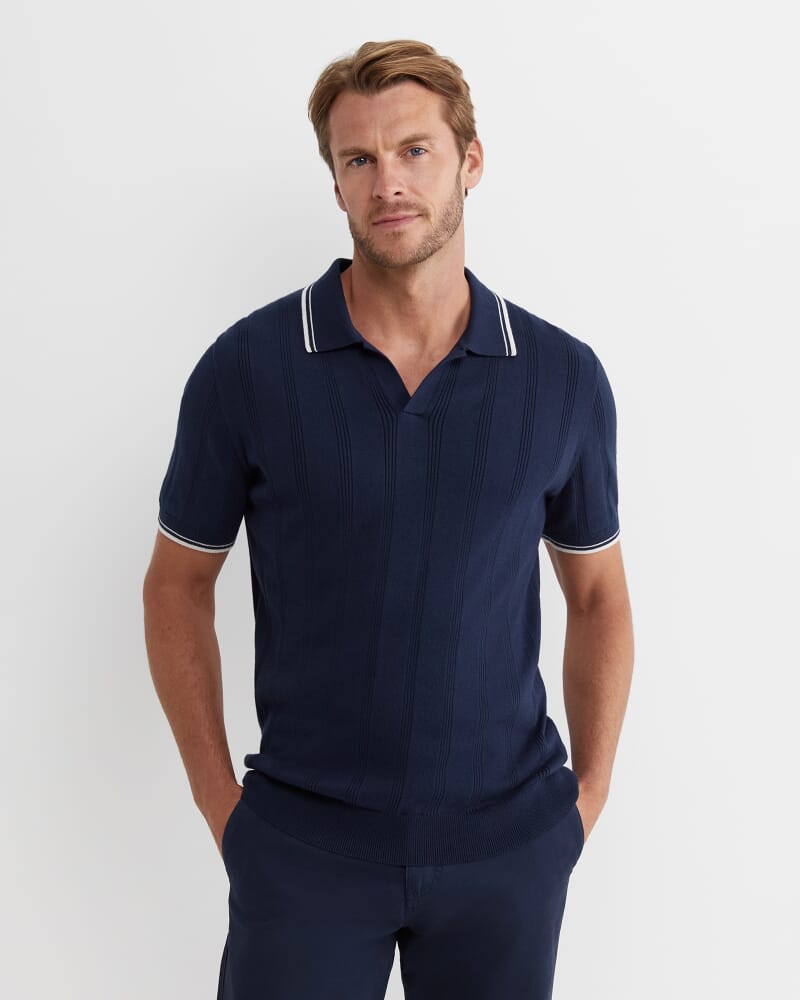 Braddon Knit Polo in NAVY