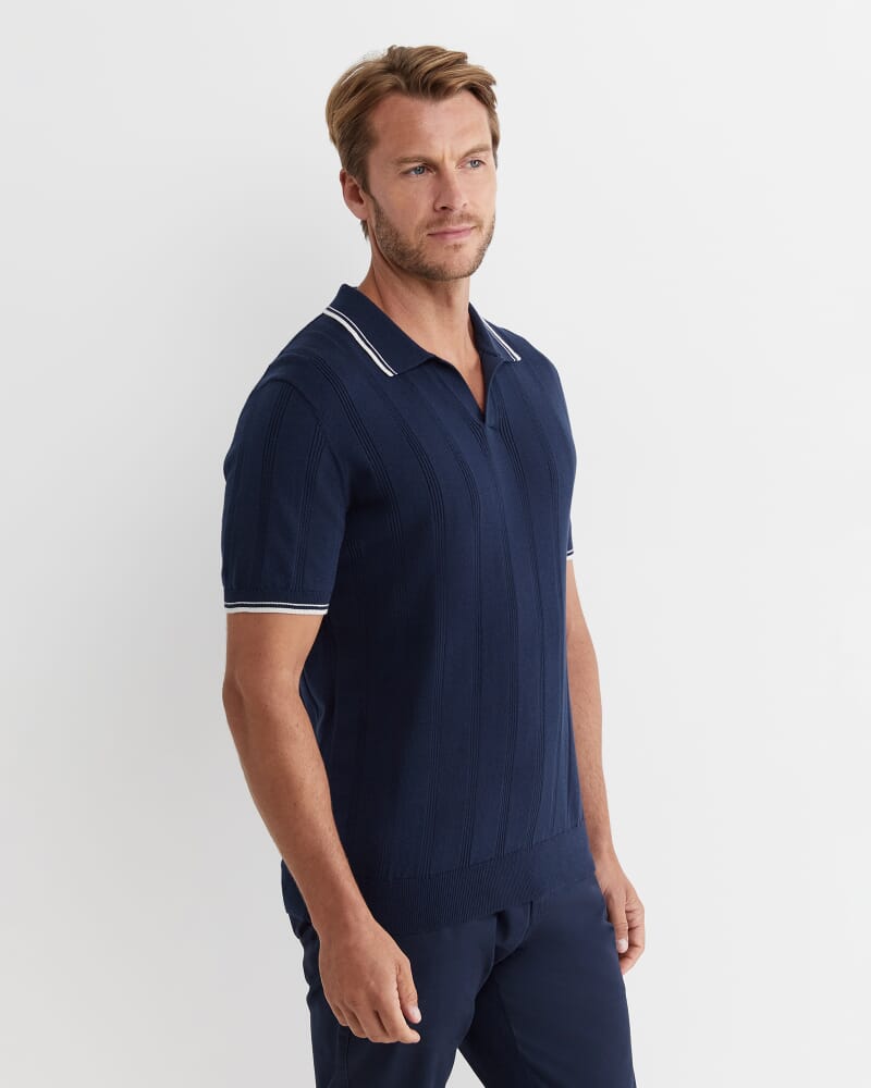 Braddon Knit Polo in NAVY