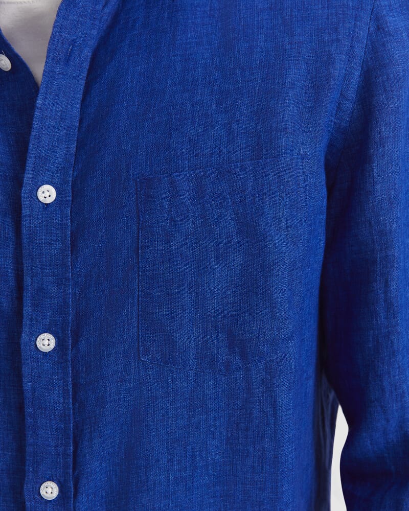 Long Sleeve Linen Shirt in BLUE