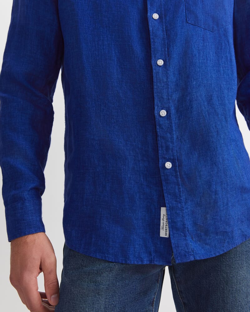 Long Sleeve Linen Shirt in BLUE