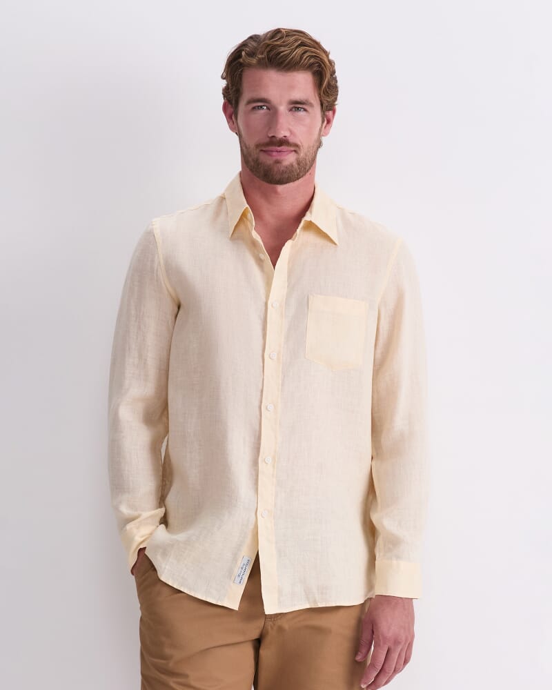 Long Sleeve Linen Shirt in BUTTER