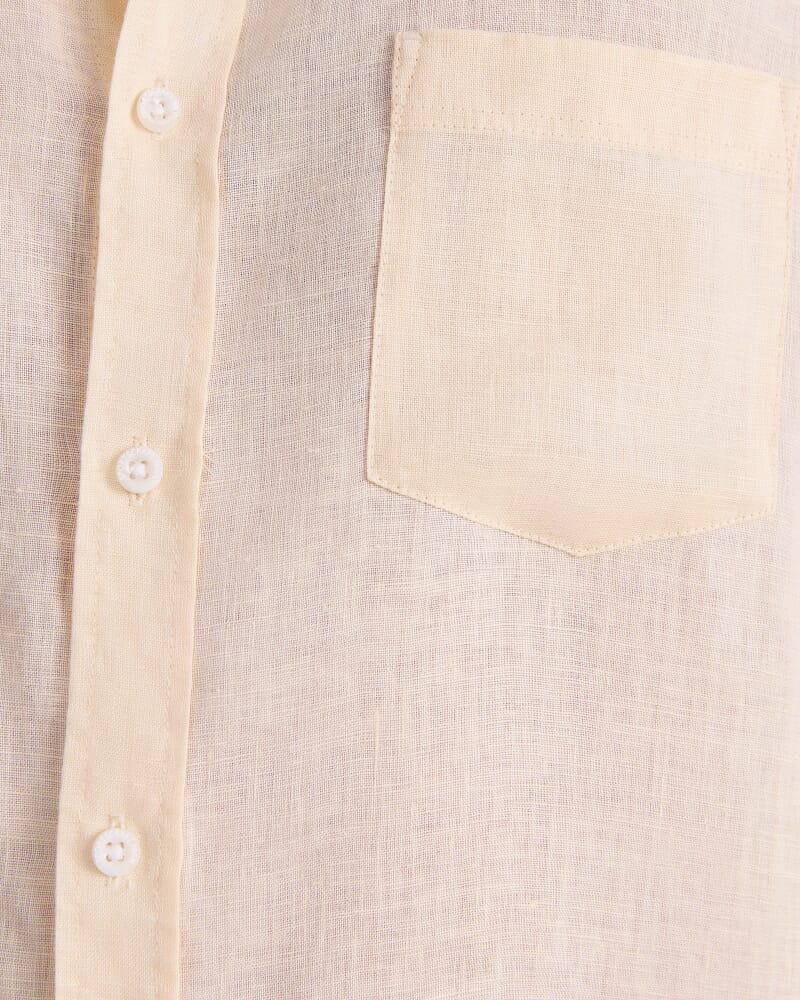 Long Sleeve Linen Shirt in BUTTER
