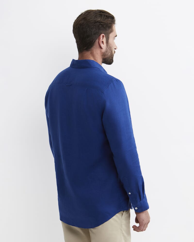 Long Sleeve Linen Shirt in LAPIS
