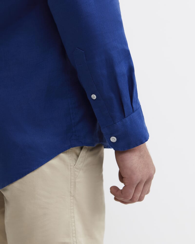 Long Sleeve Linen Shirt in LAPIS