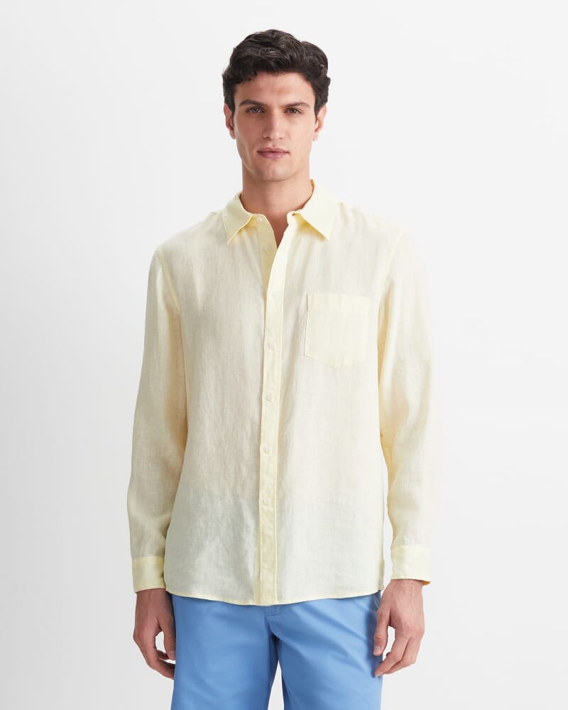 Long Sleeve Linen Shirt in LEMON