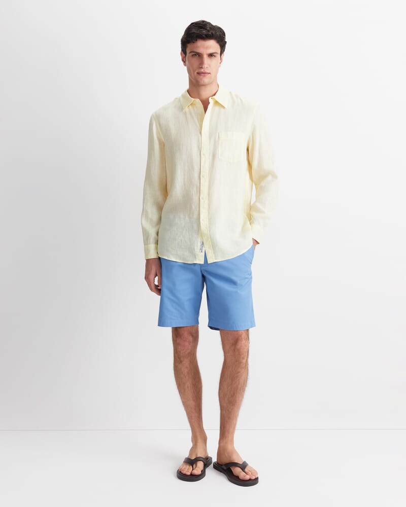 Long Sleeve Linen Shirt in LEMON