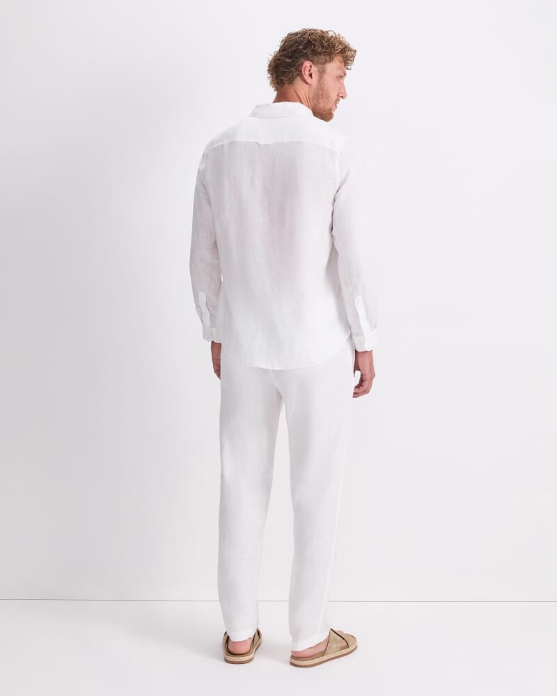 Long Sleeve Linen Shirt in WHITE