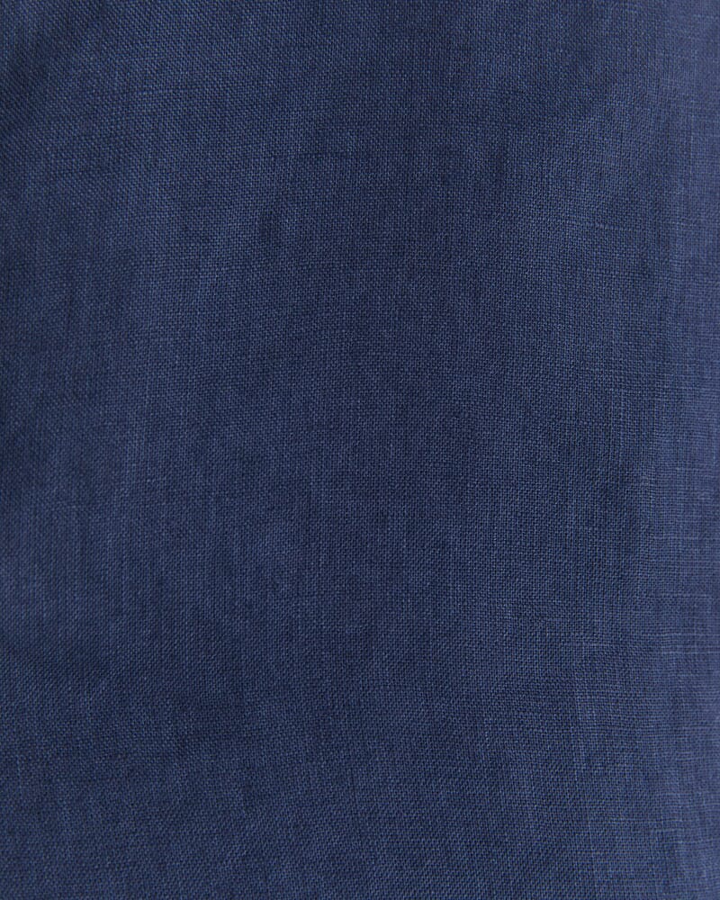Short Sleeve Linen Shirt in NAVY