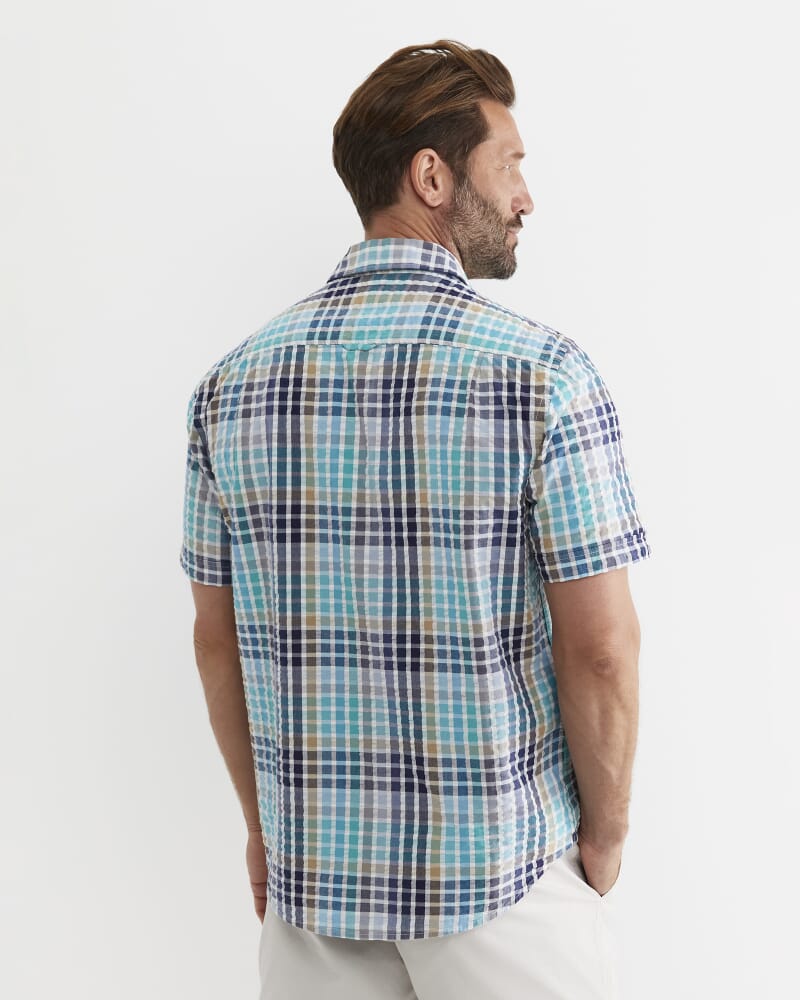 Knot Short Sleeve Check Shirt in BLUE MULTI