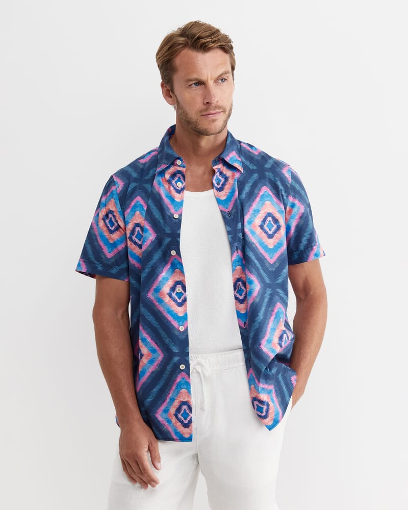 Alf Short Sleeve Liberty Shirt in NAVY MULTI