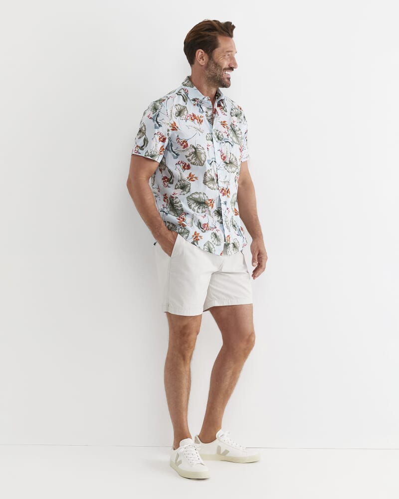 Percy Short Sleeve Cotton Shirt in BLUE MULTI