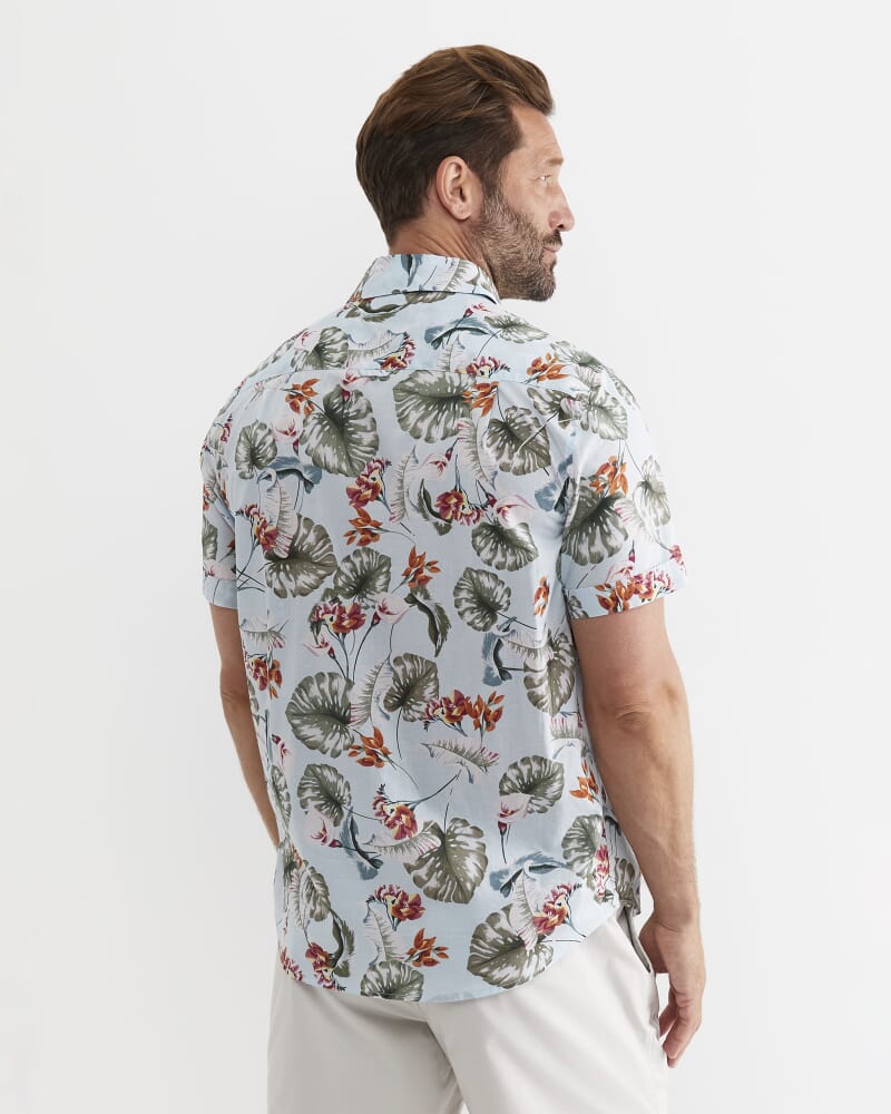 Percy Short Sleeve Cotton Shirt in BLUE MULTI