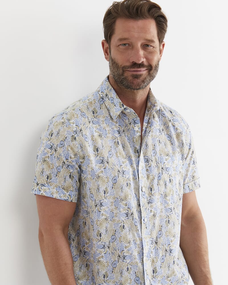 Howley Short Sleeve Cotton Shirt in WHITE/MULTI