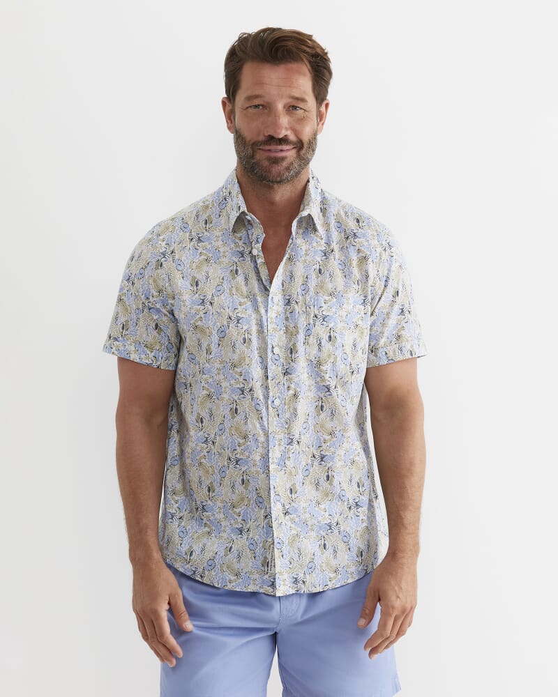 Howley Short Sleeve Cotton Shirt in WHITE/MULTI