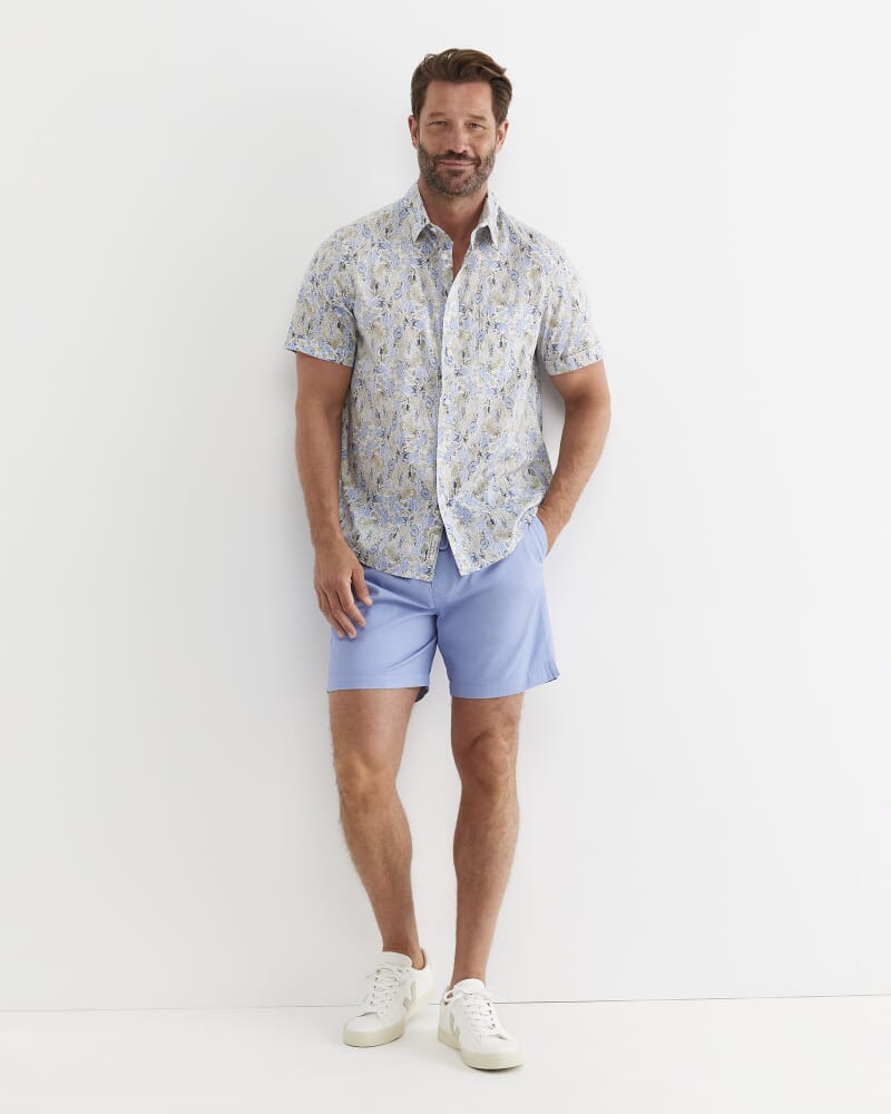 Howley Short Sleeve Cotton Shirt in WHITE/MULTI