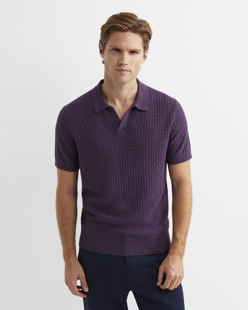 Bryant Knitted Polo in DARK PURPLE