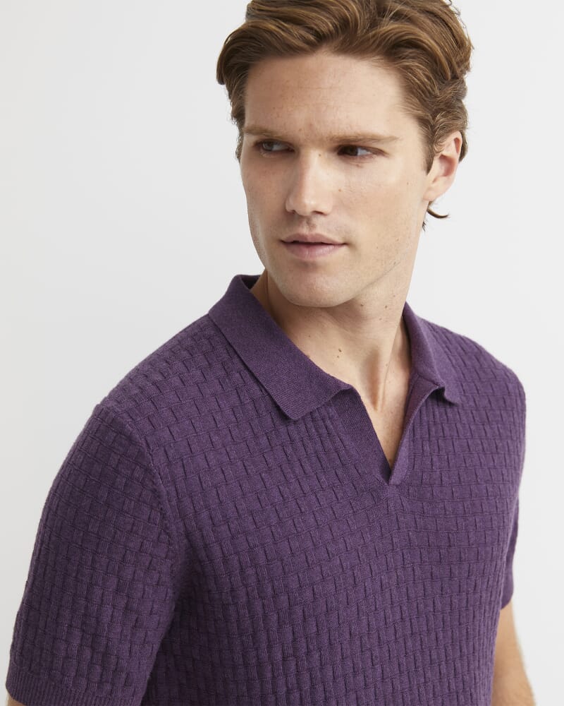 Bryant Knitted Polo in DARK PURPLE