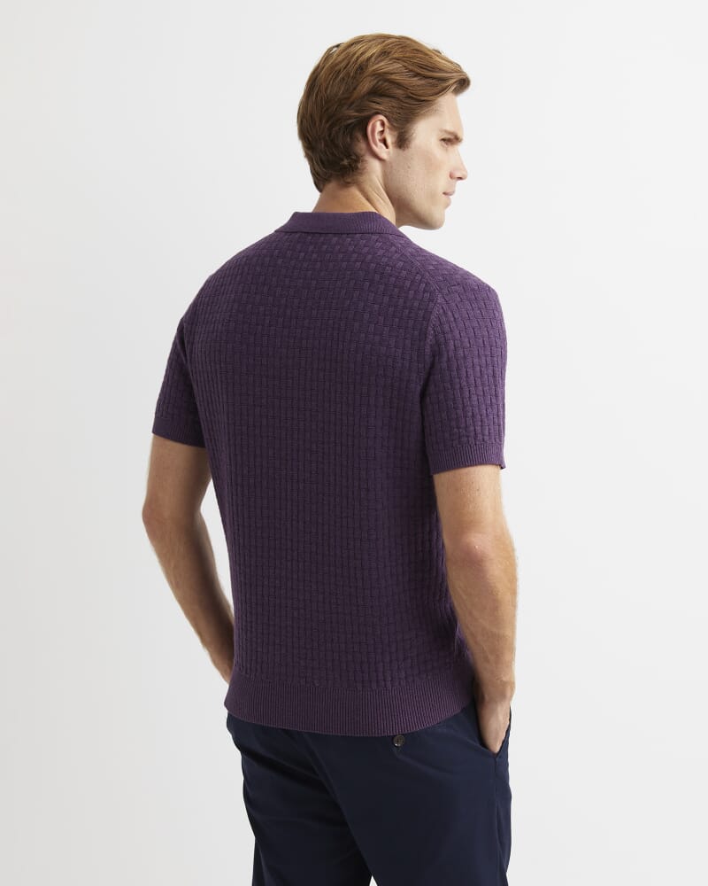 Bryant Knitted Polo in DARK PURPLE