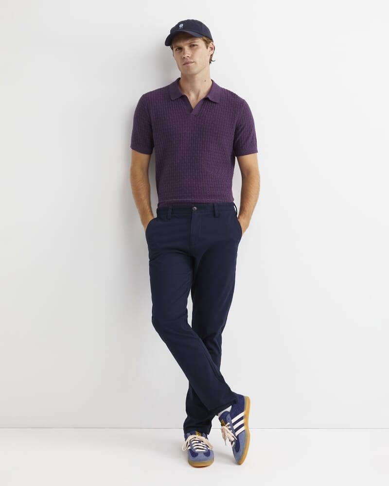 Bryant Knitted Polo in DARK PURPLE