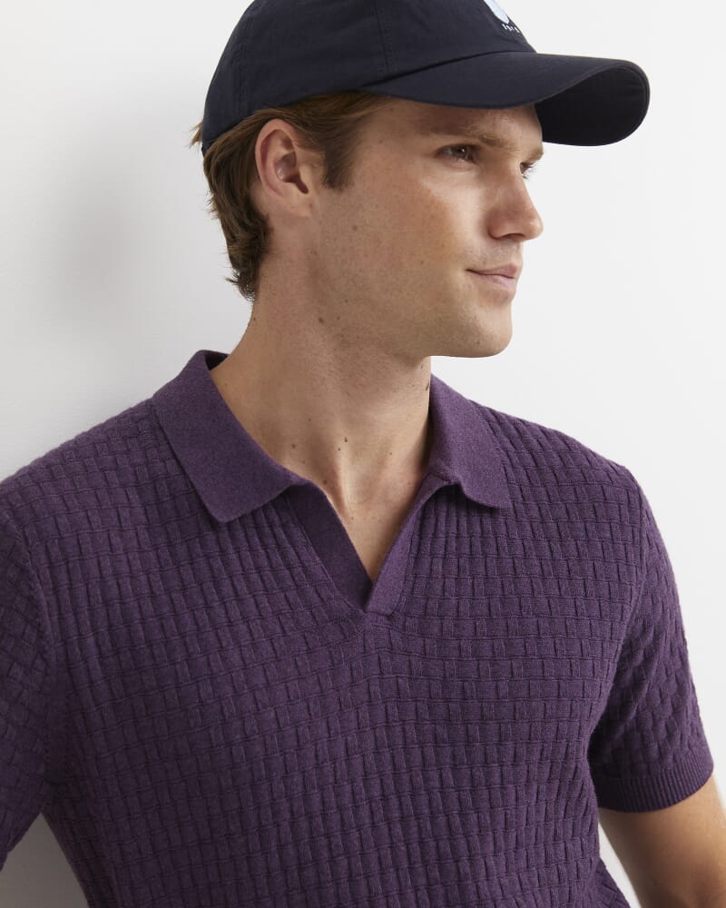 Bryant Knitted Polo in DARK PURPLE