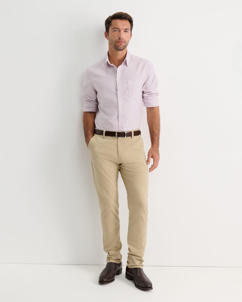 Oxford Stripe Long Sleeve Shirt in FIG