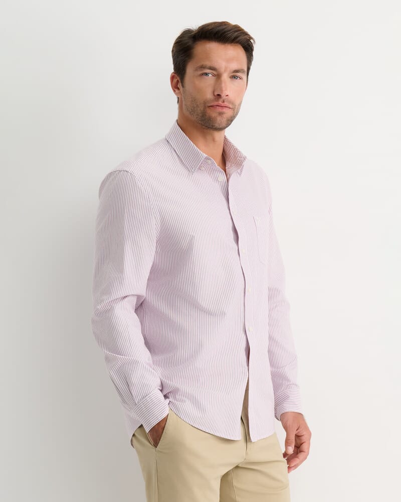 Oxford Stripe Long Sleeve Shirt in FIG