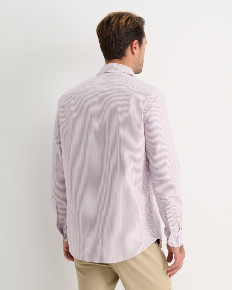 Oxford Stripe Long Sleeve Shirt in FIG