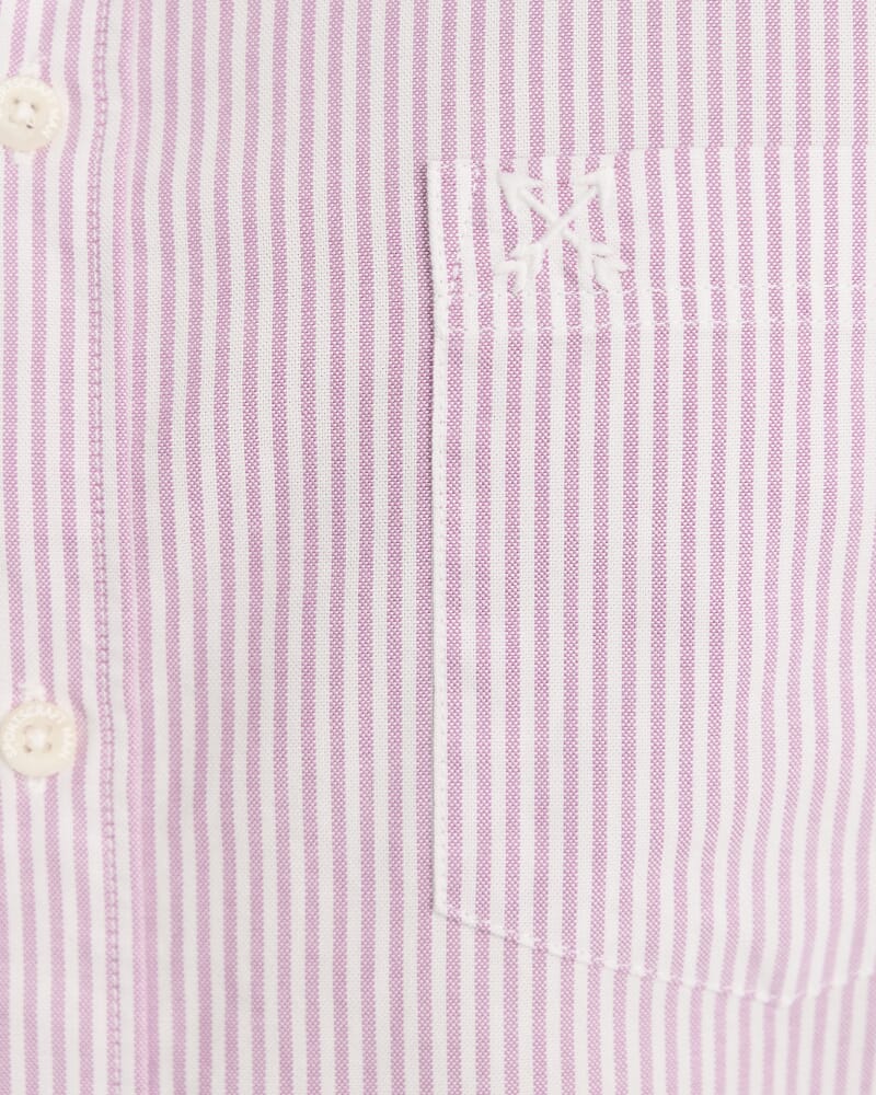 Oxford Stripe Long Sleeve Shirt in FIG