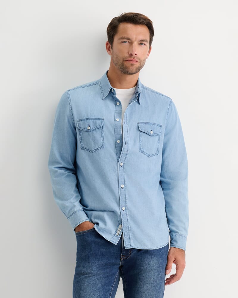 Denim Long Sleeve Shirt in LIGHT WASH
