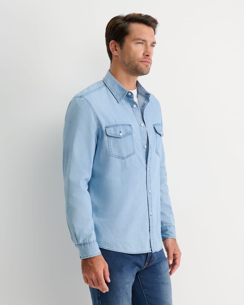 Denim Long Sleeve Shirt in LIGHT WASH
