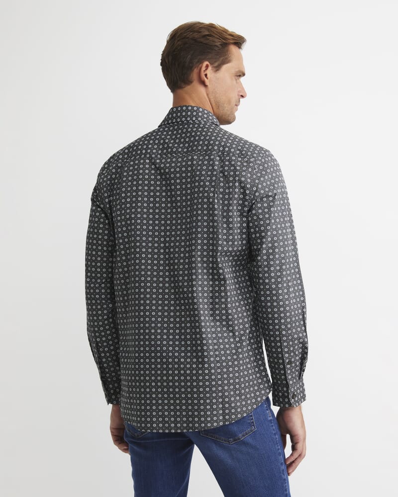 William Long Sleeve Print Shirt in KHAKI