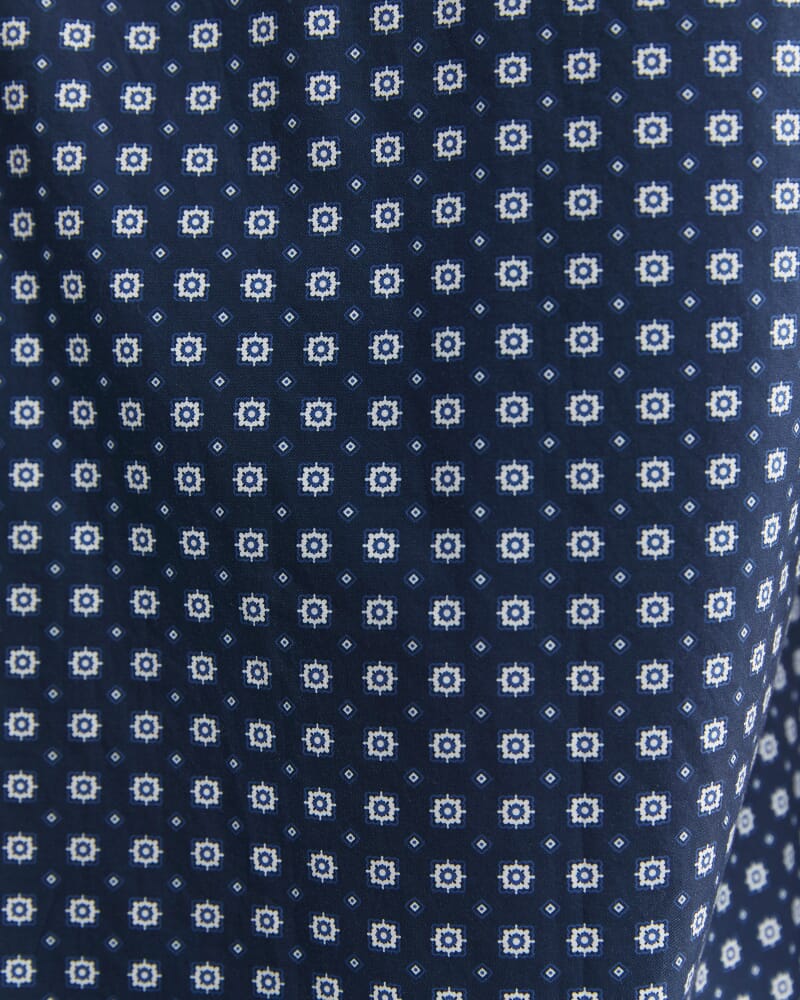 William Long Sleeve Print Shirt in NAVY