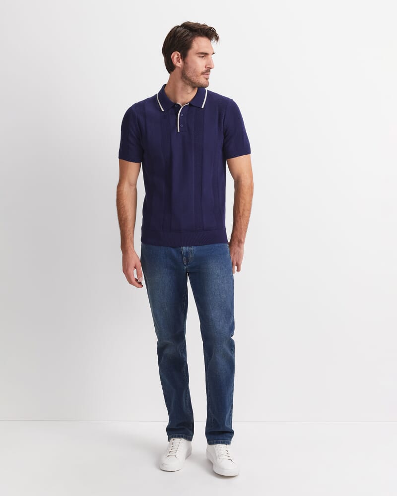 Luka Short Sleeve Knit Polo in NAVY