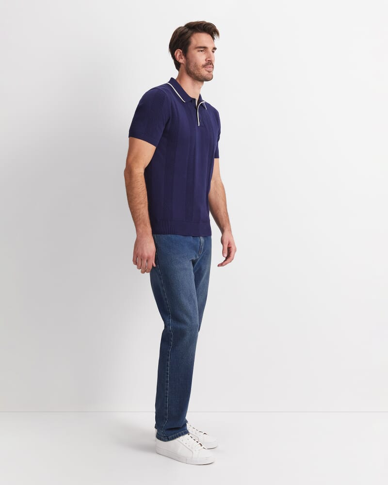 Luka Short Sleeve Knit Polo in NAVY