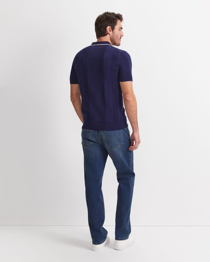 Luka Short Sleeve Knit Polo in NAVY