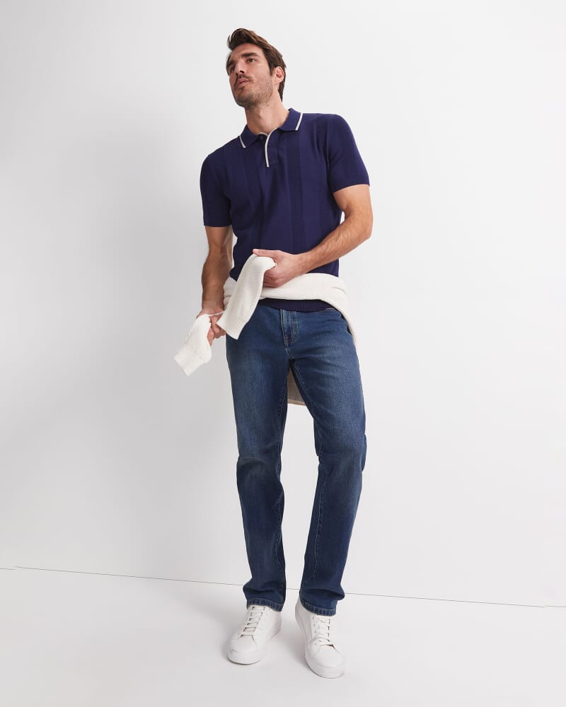 Luka Short Sleeve Knit Polo in NAVY
