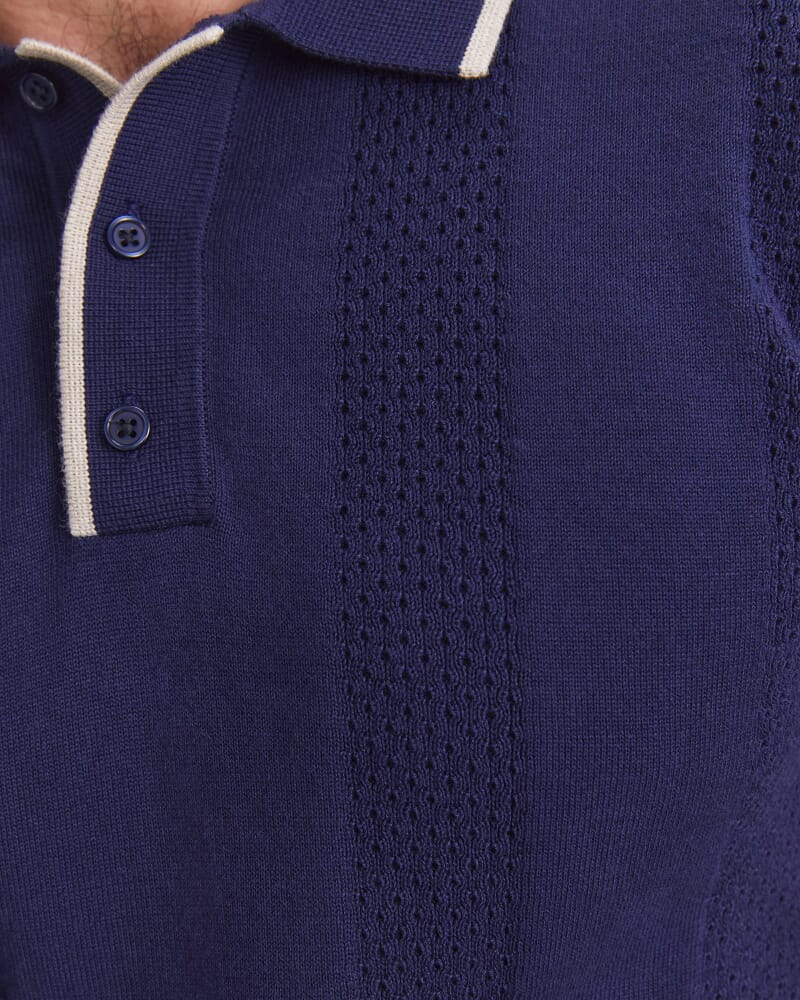 Luka Short Sleeve Knit Polo in NAVY