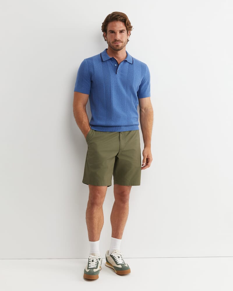 Luka Short Sleeve Knit Polo in SMOKE BLUE