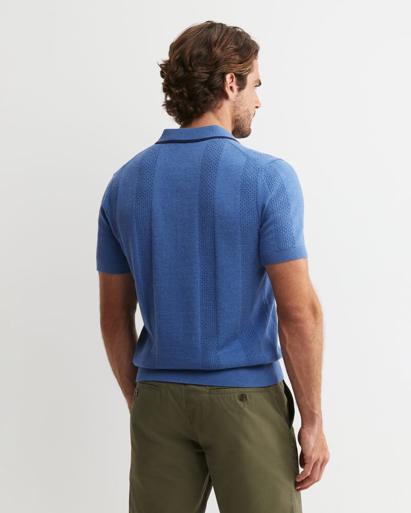 Luka Short Sleeve Knit Polo in SMOKE BLUE
