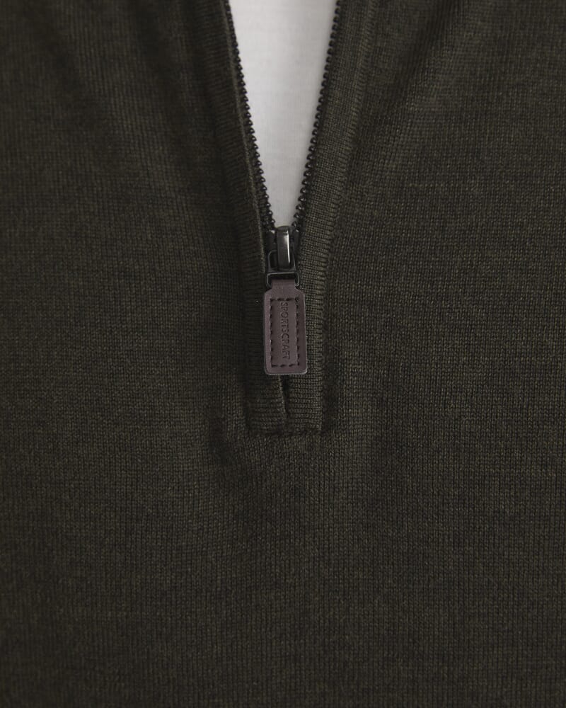Henry Merino Quarter Zip Knit in DARK KHAKI