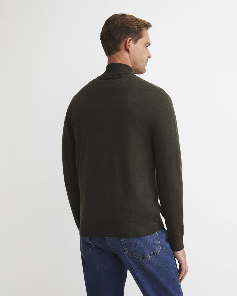 Henry Merino Quarter Zip Knit in DARK KHAKI